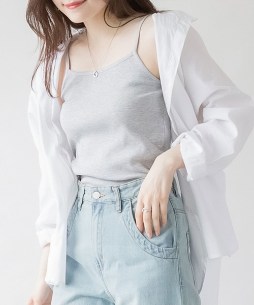 atONE(アットワン)の「コットンリブキャミソール(キャミソール・レディース・杢グレー/ベージュ/ブラック/カーキ/オフホワイト・M/L)」の8枚目の写真