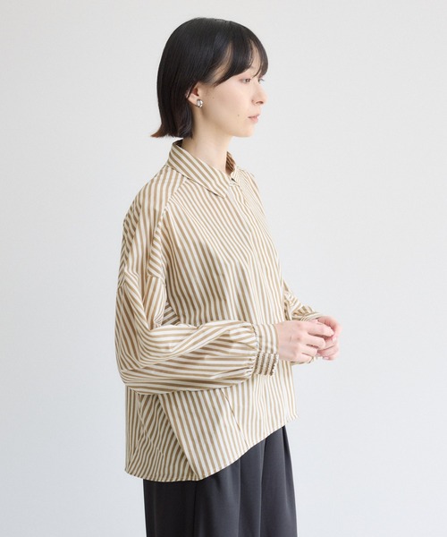 Paradise Picnic(パラダイスピクニック)の「Dignite Collier ドルマンギャザーストライプシャツ(シャツ/ブラウス・レディース・ベージュ/ネイビー・FREE)」の19枚目の写真