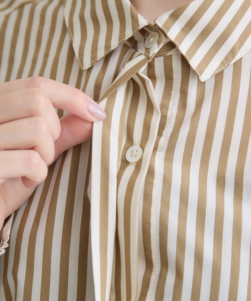 Paradise Picnic(パラダイスピクニック)の「Dignite Collier ドルマンギャザーストライプシャツ(シャツ/ブラウス・レディース・ベージュ/ネイビー・FREE)」の17枚目の写真