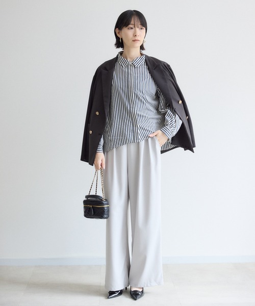 Paradise Picnic(パラダイスピクニック)の「Dignite Collier ドルマンギャザーストライプシャツ(シャツ/ブラウス・レディース・ベージュ/ネイビー・FREE)」の9枚目の写真