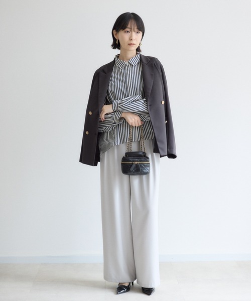 Paradise Picnic(パラダイスピクニック)の「Dignite Collier ドルマンギャザーストライプシャツ(シャツ/ブラウス・レディース・ベージュ/ネイビー・FREE)」の10枚目の写真
