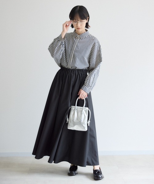 Paradise Picnic(パラダイスピクニック)の「Dignite Collier ドルマンギャザーストライプシャツ(シャツ/ブラウス・レディース・ベージュ/ネイビー・FREE)」の14枚目の写真