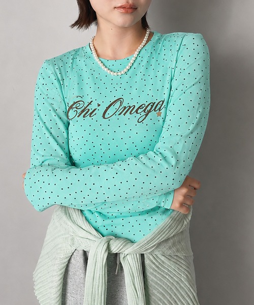 SPINNS(スピンズ)の「長袖カットソー/スタードットロゴ/韓国ガーリー(Tシャツ/カットソー・レディース・ネイビー/ミント/ブラウン/サックスブルー・ONESIZE)」の3枚目の写真