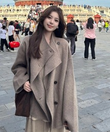 スタンドカラー 斜め釦ゆったりジャケット
