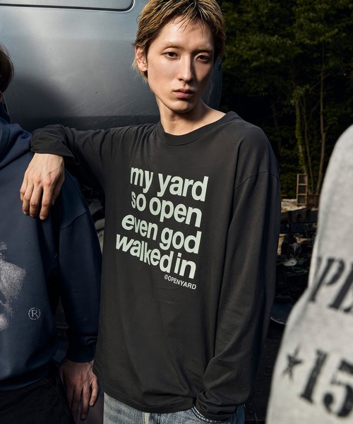 Openyard（オープンヤード）の「『Openyard/オープンヤード』MY YARD LONG SLEEVE TEE/MY YARD長袖Tシャツ（Tシャツ/カットソー・レディース・ホワイト/ライトブルー/イエロー/チャコールグレー・L/M/S）」の3枚目の写真