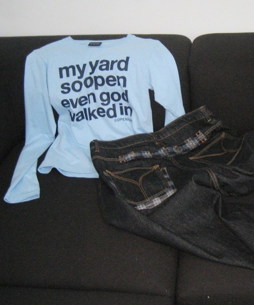 Openyard（オープンヤード）の「『Openyard/オープンヤード』MY YARD LONG SLEEVE TEE/MY YARD長袖Tシャツ（Tシャツ/カットソー・レディース・ホワイト/ライトブルー/イエロー/チャコールグレー・L/M/S）」の9枚目の写真