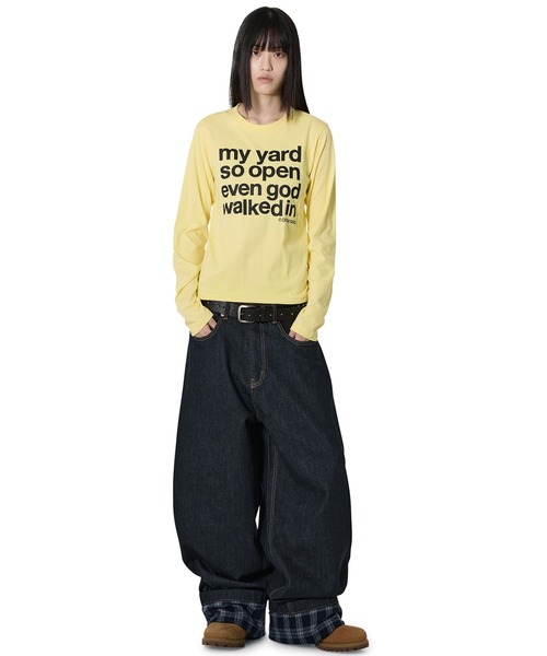 Openyard（オープンヤード）の「『Openyard/オープンヤード』MY YARD LONG SLEEVE TEE/MY YARD長袖Tシャツ（Tシャツ/カットソー・レディース・ホワイト/ライトブルー/イエロー/チャコールグレー・L/M/S）」の20枚目の写真