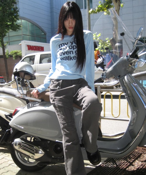 Openyard（オープンヤード）の「『Openyard/オープンヤード』MY YARD LONG SLEEVE TEE/MY YARD長袖Tシャツ（Tシャツ/カットソー・レディース・ホワイト/ライトブルー/イエロー/チャコールグレー・L/M/S）」の12枚目の写真