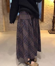 ヴィンテージチェック ティアードギャザーロングスカート ハイウエスト A ライン