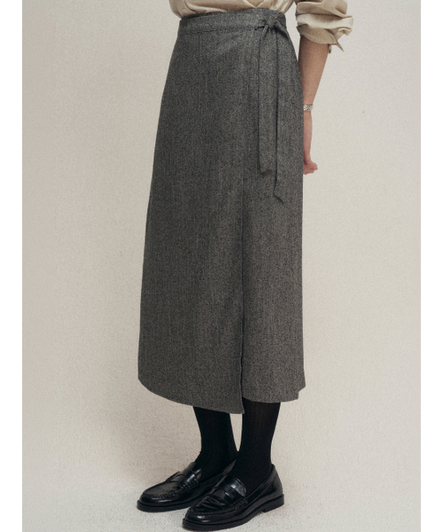 MALOUPE（マロップ）の「3118 ラップスカート（カーキグレー）（スカート・レディース・チャコールグレー・SMALL/MEDIUM）」の3枚目の写真