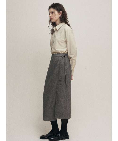 MALOUPE（マロップ）の「3118 ラップスカート（カーキグレー）（スカート・レディース・チャコールグレー・SMALL/MEDIUM）」の7枚目の写真