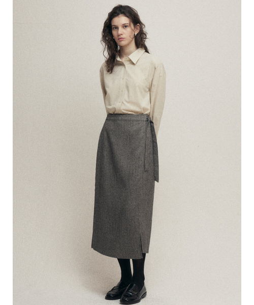 MALOUPE（マロップ）の「3118 ラップスカート（カーキグレー）（スカート・レディース・チャコールグレー・SMALL/MEDIUM）」の9枚目の写真