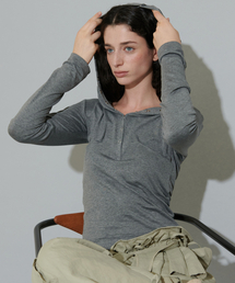 TWO-WAY SNAP HOOD LONG SLEEVE, GREY
