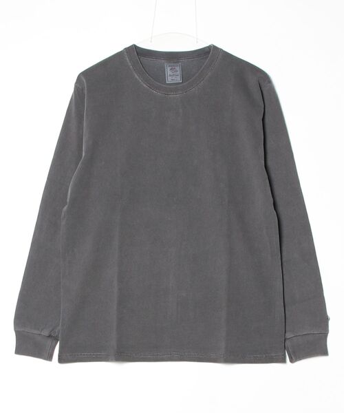ALWAYS GOOD TIME(オルウェイズグッドタイム)の「【JEMORGAN/ジェーイーモーガン】 16/-OE天竺 ピグメント クルーネック ロングスリーブTシャツ / ヴィンテージ加工(Tシャツ/カットソー・メンズ・オリーブ/ブラック/バーガンディー/オフホワイト/ダークブルー/ブラウン/イエロー・XL/M/L/S)」の2枚目の写真