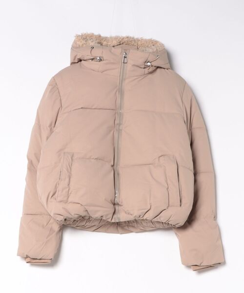 Ritzy(リッツィー)の「フェイクボア レイヤード風 スタンドカラー エコダウンジャケット(ダウンジャケット/コート・レディース・ベージュ/ブラック/ホワイト/モカ・M/L)」の14枚目の写真