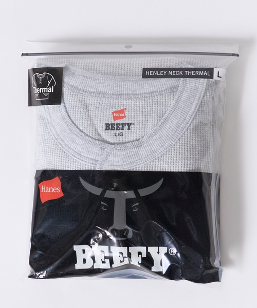 HANES（ヘインズ）の「Hanes/ヘインズ TH L S HENLY NECK T サーマルヘンリーネックロンT カジュアル きれいめ ワッフル メンズ レディース 2026秋冬 秋服（Tシャツ/カットソー・メンズ・ホワイト/ブラック/ヘザーグレー・S/M/L/XL）」の6枚目の写真