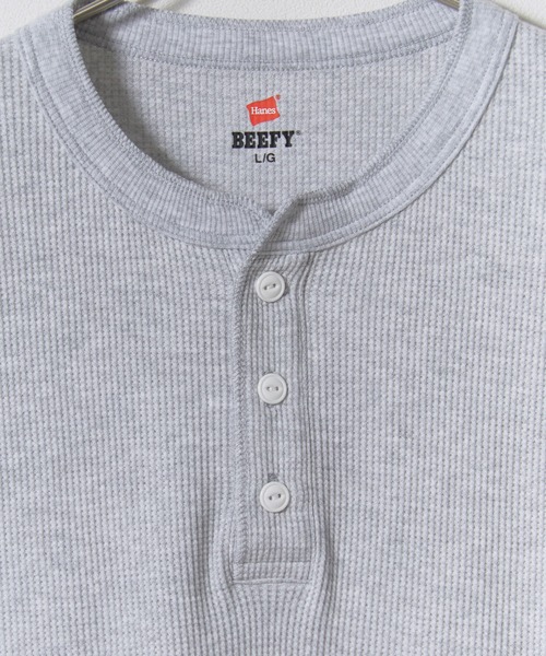 HANES（ヘインズ）の「Hanes/ヘインズ TH L S HENLY NECK T サーマルヘンリーネックロンT カジュアル きれいめ ワッフル メンズ レディース 2026秋冬 秋服（Tシャツ/カットソー・メンズ・ホワイト/ブラック/ヘザーグレー・S/M/L/XL）」の8枚目の写真