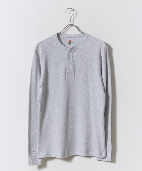 HANES（ヘインズ）の「Hanes/ヘインズ TH L S HENLY NECK T サーマルヘンリーネックロンT カジュアル きれいめ ワッフル メンズ レディース 2026秋冬 秋服（Tシャツ/カットソー・メンズ・ホワイト/ブラック/ヘザーグレー・S/M/L/XL）」の7枚目の写真
