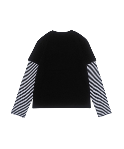 CARGOBROS FOR WOMAN（カーゴブロスフォーウィメン）の「CFW モーショングラフィックレイヤードロングスリーブTシャツ (ブラック/ホワイト)（Tシャツ/カットソー・レディース・その他・FREE）」の2枚目の写真