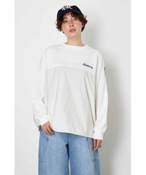RODEO CROWNS WIDE BOWL(ロデオクラウンズワイドボウル)の「布帛切替ロゴロングTシャツ(Tシャツ/カットソー・レディース・ネイビー/チャコールグレー/オフホワイト・FREE)」の7枚目の写真