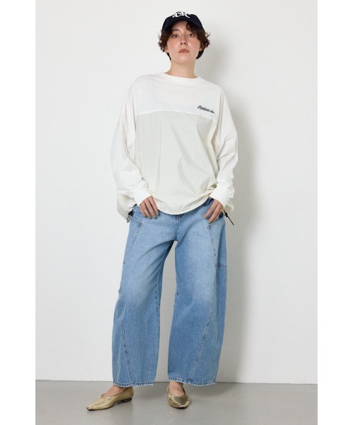 RODEO CROWNS WIDE BOWL(ロデオクラウンズワイドボウル)の「布帛切替ロゴロングTシャツ(Tシャツ/カットソー・レディース・ネイビー/チャコールグレー/オフホワイト・FREE)」の8枚目の写真