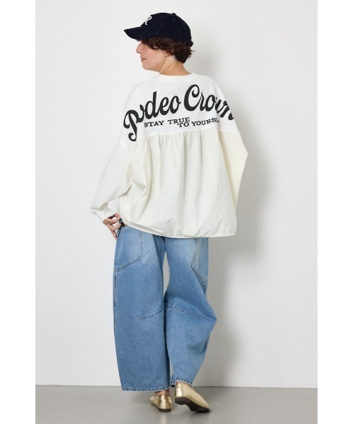 RODEO CROWNS WIDE BOWL(ロデオクラウンズワイドボウル)の「布帛切替ロゴロングTシャツ(Tシャツ/カットソー・レディース・ネイビー/チャコールグレー/オフホワイト・FREE)」の9枚目の写真
