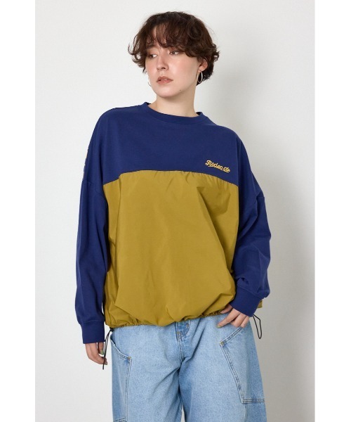 RODEO CROWNS WIDE BOWL(ロデオクラウンズワイドボウル)の「布帛切替ロゴロングTシャツ(Tシャツ/カットソー・レディース・ネイビー/チャコールグレー/オフホワイト・FREE)」の10枚目の写真