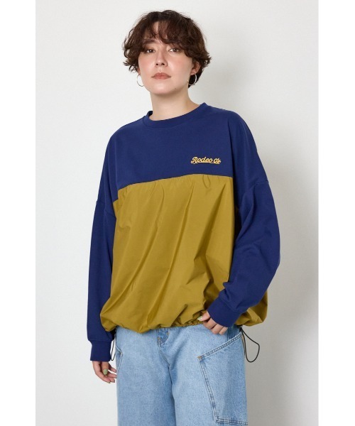 RODEO CROWNS WIDE BOWL(ロデオクラウンズワイドボウル)の「布帛切替ロゴロングTシャツ(Tシャツ/カットソー・レディース・ネイビー/チャコールグレー/オフホワイト・FREE)」の11枚目の写真