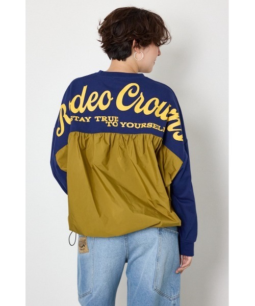 RODEO CROWNS WIDE BOWL(ロデオクラウンズワイドボウル)の「布帛切替ロゴロングTシャツ(Tシャツ/カットソー・レディース・ネイビー/チャコールグレー/オフホワイト・FREE)」の13枚目の写真