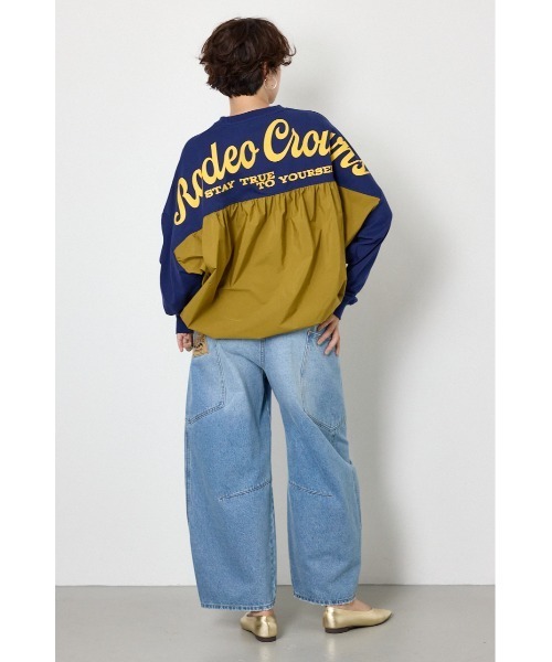RODEO CROWNS WIDE BOWL(ロデオクラウンズワイドボウル)の「布帛切替ロゴロングTシャツ(Tシャツ/カットソー・レディース・ネイビー/チャコールグレー/オフホワイト・FREE)」の15枚目の写真