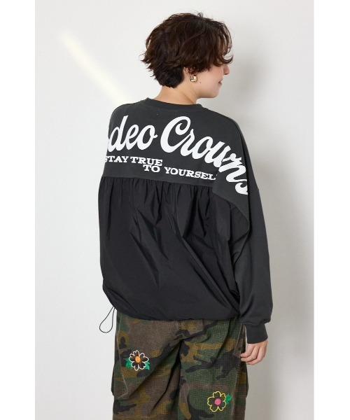 RODEO CROWNS WIDE BOWL(ロデオクラウンズワイドボウル)の「布帛切替ロゴロングTシャツ(Tシャツ/カットソー・レディース・ネイビー/チャコールグレー/オフホワイト・FREE)」の16枚目の写真