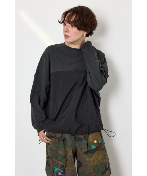 RODEO CROWNS WIDE BOWL(ロデオクラウンズワイドボウル)の「布帛切替ロゴロングTシャツ(Tシャツ/カットソー・レディース・ネイビー/チャコールグレー/オフホワイト・FREE)」の18枚目の写真