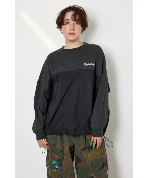 RODEO CROWNS WIDE BOWL(ロデオクラウンズワイドボウル)の「布帛切替ロゴロングTシャツ(Tシャツ/カットソー・レディース・ネイビー/チャコールグレー/オフホワイト・FREE)」の19枚目の写真