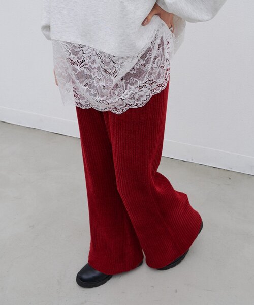 CIAOPANIC TYPY（チャオパニックティピー）の「∴【SML展開】モールニットフレアパンツ（その他パンツ・レディース・ブラック/ブラウン/グレー/レッド・SMALL/MEDIUM/LARGE）」の4枚目の写真
