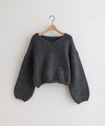 【WEB限定】ガーター天竺切替VネックニットPO
