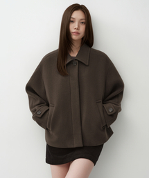 ウィメンズカシミヤブレンドショートマックコート[ブラウン]