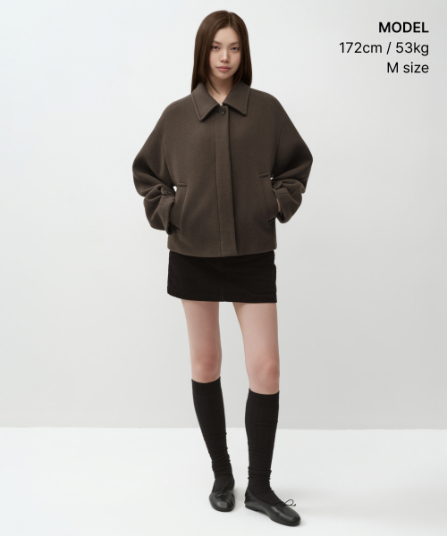MUSINSA STANDARD WOMAN（ムシンサスタンダードウーマン）の「ウィメンズカシミヤブレンドショートマックコート[ブラウン]（チェスターコート・レディース・その他・LARGE/MEDIUM/SMALL/X-SMALL）」の7枚目の写真