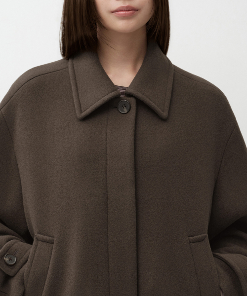 MUSINSA STANDARD WOMAN（ムシンサスタンダードウーマン）の「ウィメンズカシミヤブレンドショートマックコート[ブラウン]（チェスターコート・レディース・その他・LARGE/MEDIUM/SMALL/X-SMALL）」の2枚目の写真