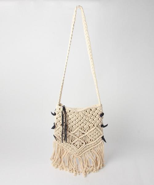 Another Edition（アナザーエディション）の「CASSELINマクラメ編みショルダー/CASSELIN MACRAME SHLD◆（ショルダーバッグ・レディース・オフホワイト/ベージュ/ライトブルー・FREE）」の2枚目の写真