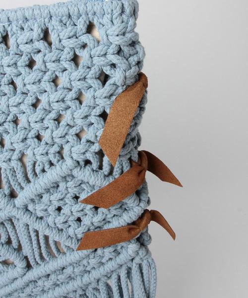 Another Edition（アナザーエディション）の「CASSELINマクラメ編みショルダー/CASSELIN MACRAME SHLD◆（ショルダーバッグ・レディース・オフホワイト/ベージュ/ライトブルー・FREE）」の7枚目の写真