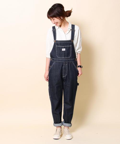coen(コーエン)の「SMITHデニムオーバーオールパンツ(サロペット/オーバーオール・レディース・ネイビー・LARGE/MEDIUM)」の4枚目の写真
