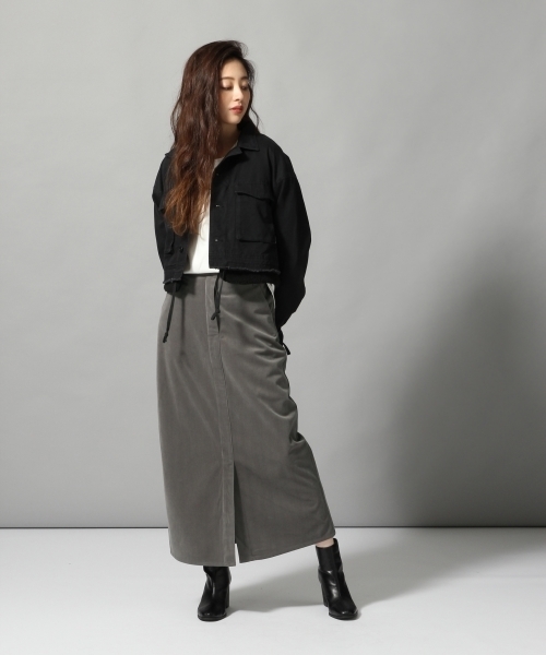 HARE（ハレ）の「ベロアペンシルスカート(HARE)（スカート・レディース・グレー/ネイビー・MEDIUM/SMALL）」の15枚目の写真