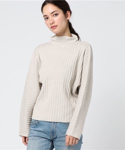 MOUSSY（マウジー）の「HI NECK RIB SWEATER（ニット/セーター・レディース・ピンク/ブラック/ベージュ/オフホワイト・FREE）」の12枚目の写真