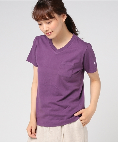 Champion チャンピオン の Champion 無地ポケット付きvネック半袖tシャツ Tシャツ カットソー Wear