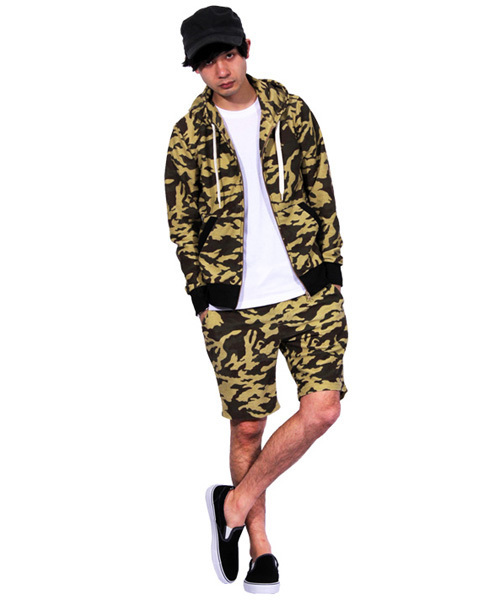 ８(eight)（エイト）の「総柄 ジップパーカー ショートパンツ セットアップ（パーカー・メンズ・B/D/E/A/C・MEDIUM/X-LARGE/LARGE）」の3枚目の写真