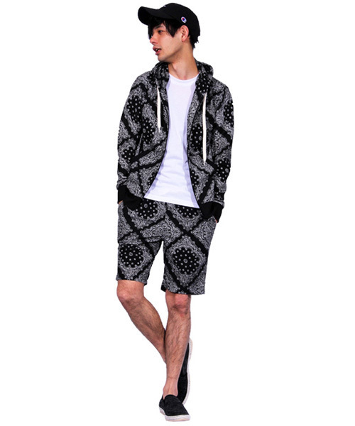 ８(eight)（エイト）の「総柄 ジップパーカー ショートパンツ セットアップ（パーカー・メンズ・B/D/E/A/C・MEDIUM/X-LARGE/LARGE）」の5枚目の写真