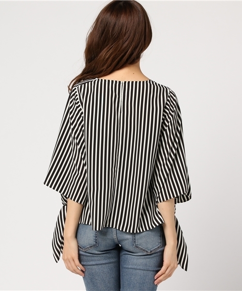 GUILD PRIME（ギルドプライム）の「【GUILD PRIME】WOMENS リボンスリーブブラウス（シャツ/ブラウス・レディース・トップグレー・34/36）」の4枚目の写真