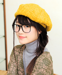 14+ | もふ伸糸ニット編みベレー(ハンチング/ベレー帽)