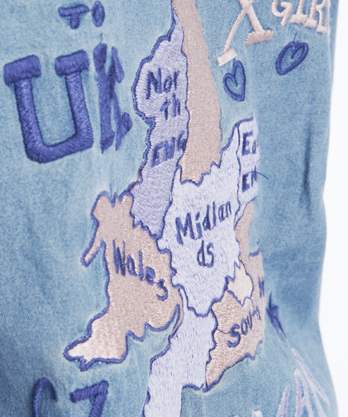 X-girl（エックスガール）の「Xgirl Halfman XG TOUR WASHED DENIM SHIRT（シャツ/ブラウス・レディース・ライトインディゴブルー・SMALL/MEDIUM）」の5枚目の写真