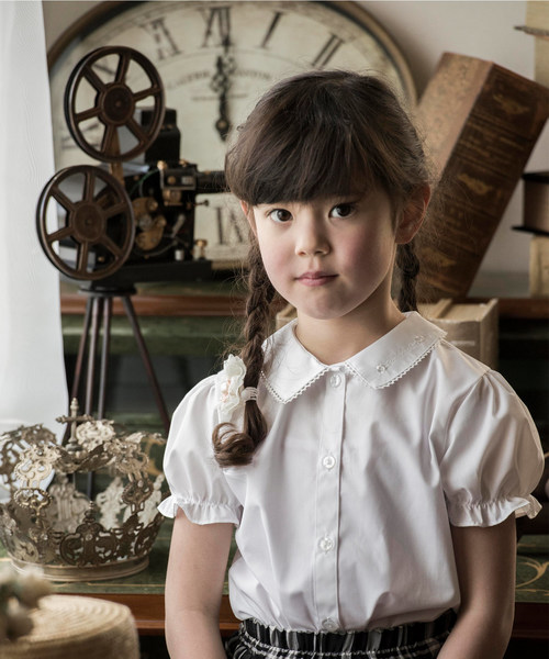 Catherine Cottage（キャサリンコテージ）の「日本製フォーマルレース衿半袖ブラウス（シャツ/ブラウス・キッズ・ホワイト系その他3/ホワイト系その他/ホワイト系その他2・140/100/110/120/130）」の5枚目の写真